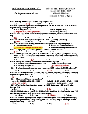Đề thi thử THPT quốc gia năm học 2016 - 2017 môn thi Hóa học